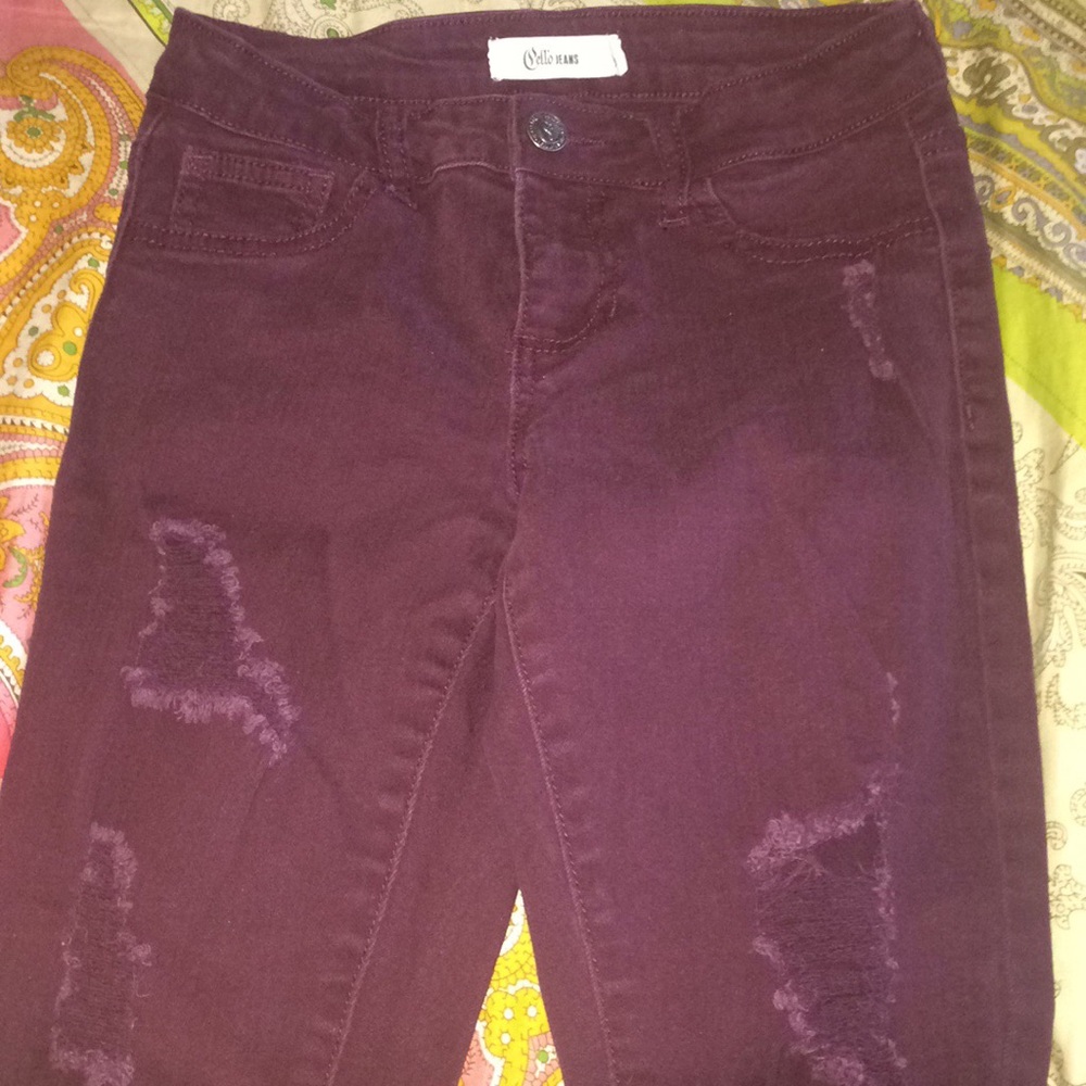 Purple ripped jeans